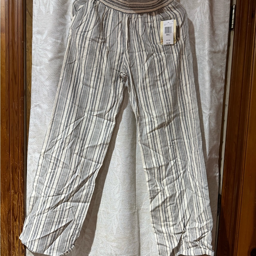 BeBop Cream and Gray Striped Wide Leg Pants
